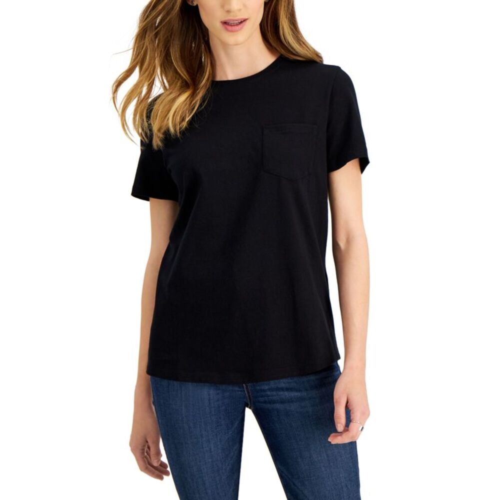 Style & Co Womens Cotton Pocket T-Shirt